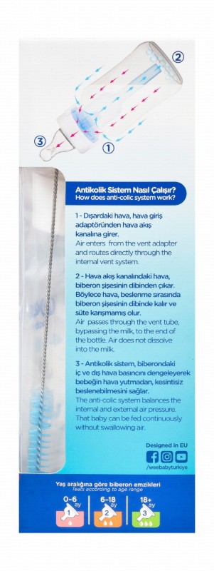 Wee Baby Blue & White 150ml Anti-Colic PP Feeding Bottle (0-6 Months) - BPA free