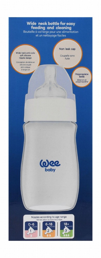 Wee Baby Classic Plus Blue 250ml Anti-Colic PP Nursing Bottle Stage 1 (0-6 Months) - BPA free