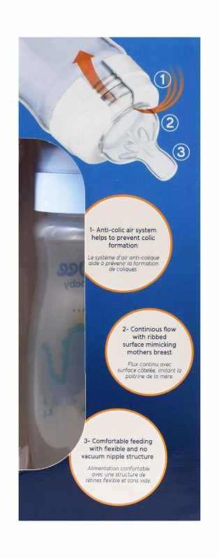 Wee Baby Classic Plus Blue 250ml Anti-Colic PP Nursing Bottle Stage 1 (0-6 Months) - BPA free
