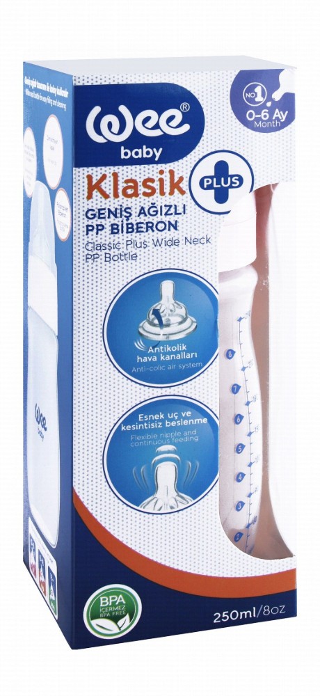 Wee Baby Wide Neck 250ml Bottle (0-6 Months) - BPA free