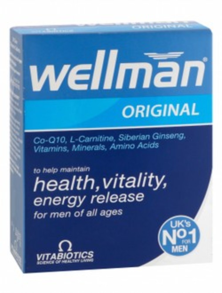 Wellman Original Health, Vitality & Energy Release Men Supplement with Co-Q10, Amino Acids & L-Carnitine - yeast free, gluten free, animal testing free