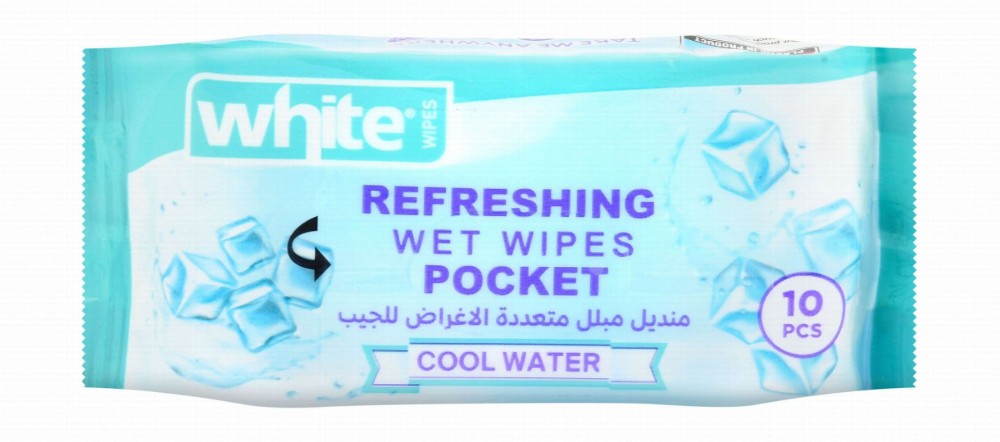White Pocket Refreshing Multipurpose Wet Wipes Cool Water Scent