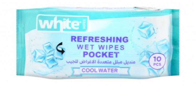 White Pocket Refreshing Multipurpose Wet Wipes Cool Water Scent