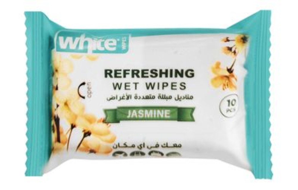 White Pocket Refreshing Multipurpose Wet Wipes Jasmine Scent