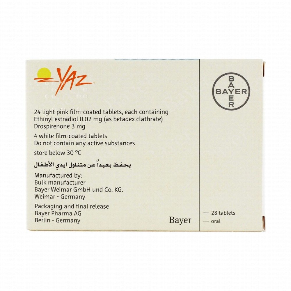 Yaz 3mg Drospirenone & 0.02mg Ethinyl Estradiol