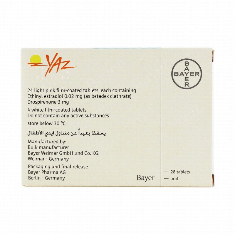 Yaz 3mg Drospirenone & 0.02mg Ethinyl Estradiol