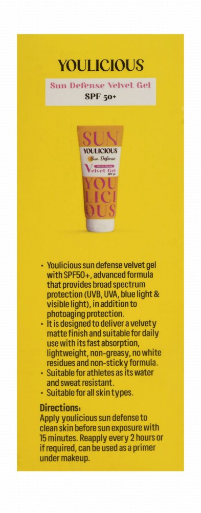 Youlicious  Water-Resistant Matte Velvet Facial Sunscreen Gels SPF50+ - vegan, animal testing free