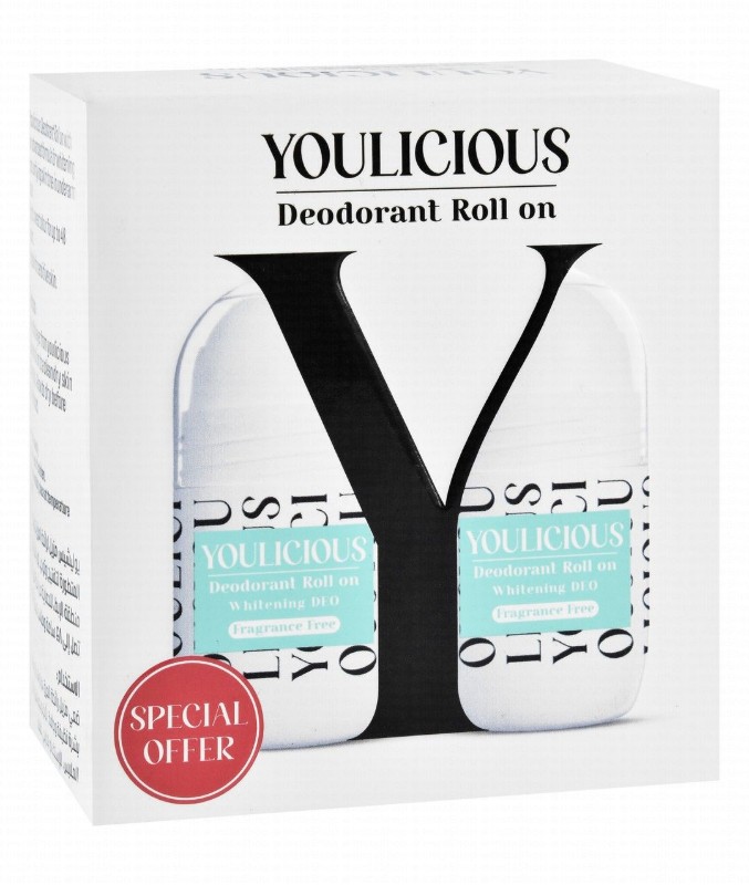 Youlicious 48H Hypoallergenic Whitening Roll-On Deodorants (Special Offer) - vegan, fragrance free, animal testing free