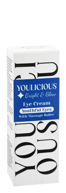 Youlicious Bright & Glow Eye Cream with Massage Roller - vegan, non comedogenic, animal testing free