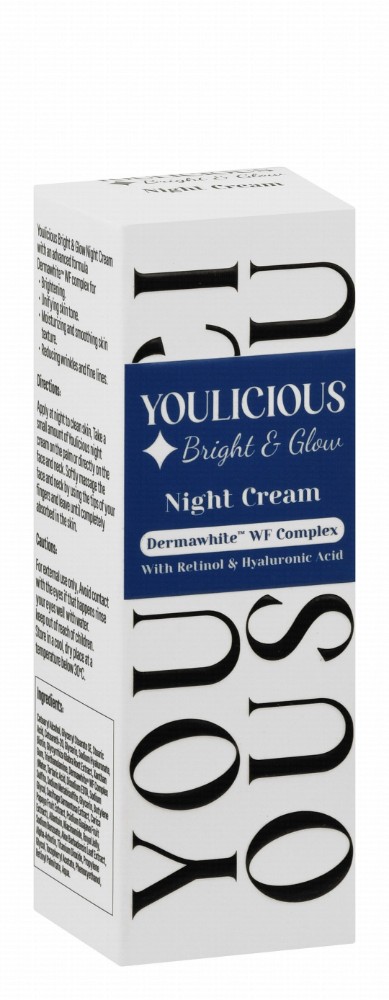 Youlicious Brightening & Glowing Face Night Cream with Dermawhite WF Complex, Retinol & Hyaluronic Acid for All Skin Types - vegan, non comedogenic, animal testing free
