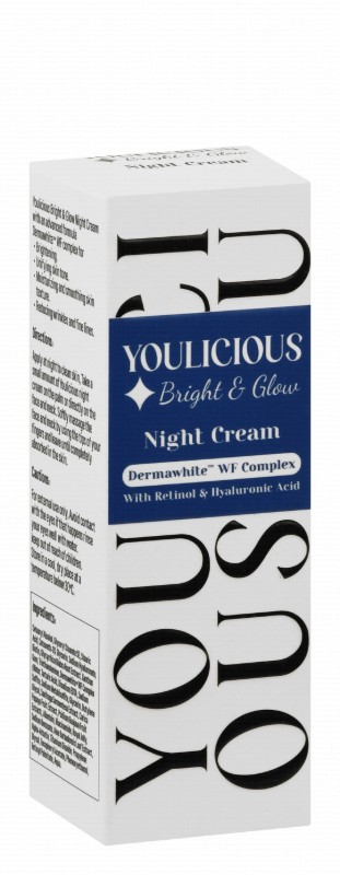 Youlicious Brightening & Glowing Face Night Cream with Dermawhite WF Complex, Retinol & Hyaluronic Acid for All Skin Types - vegan, non comedogenic, animal testing free