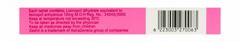 Zestril 10mg Lisinopril Dihydrate