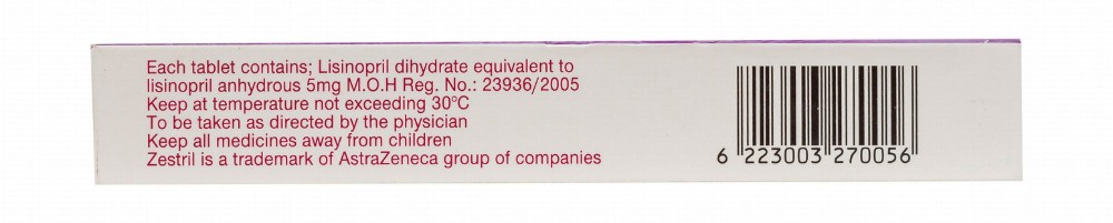 Zestril 5mg Lisinopril Dihydrate