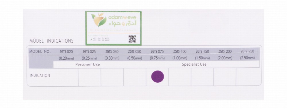 ZGTS Sterile Gold Derma Roller with 0.75mm Needles