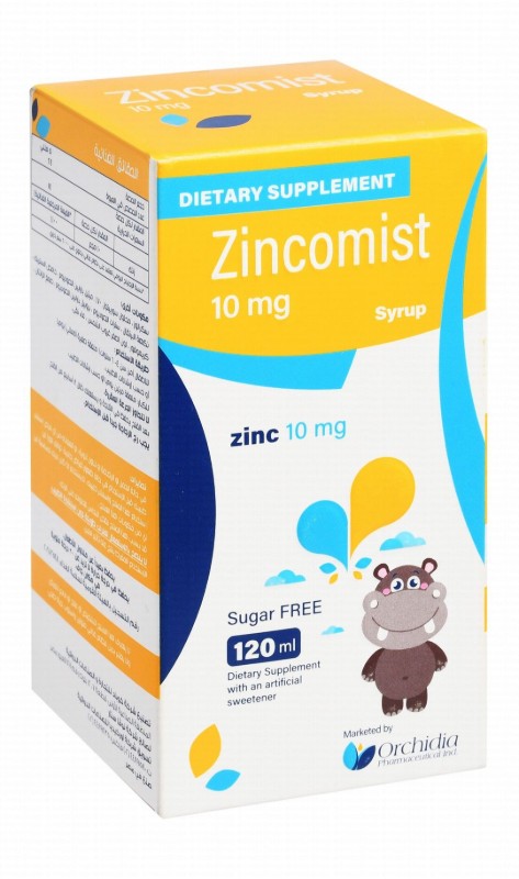 Zincomist 10mg Zinc Supplement Syrup Orange Flavor - sugar free