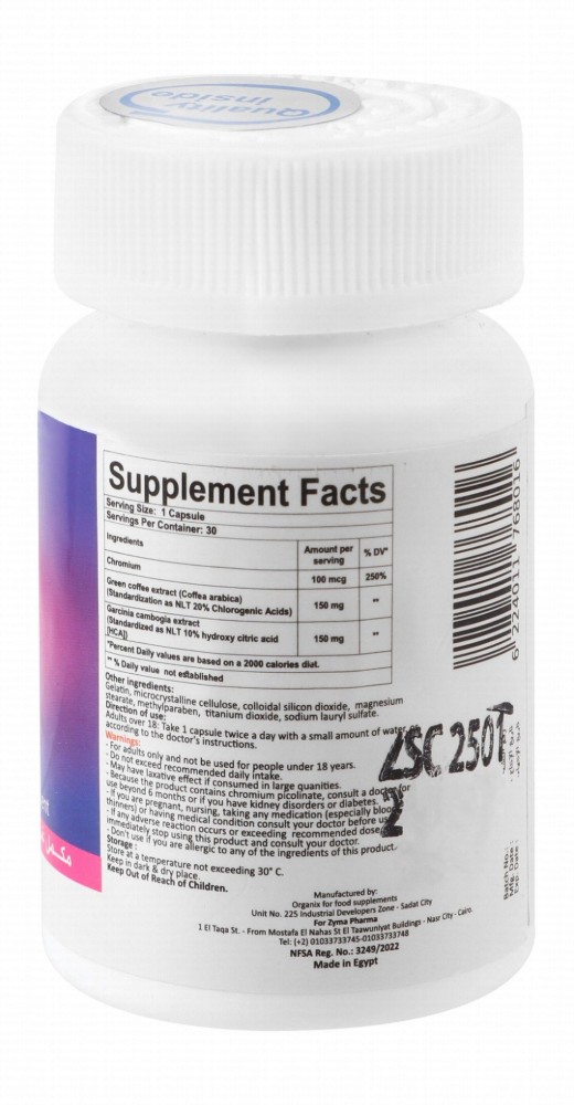 Zymaslim 100mcg Chromium Weight Management Support Supplement with Green Coffee & Garcinia Cambogia Extracts