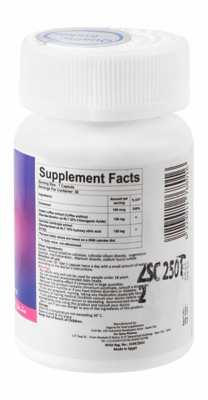 Zymaslim 100mcg Chromium Weight Management Support Supplement with Green Coffee & Garcinia Cambogia Extracts